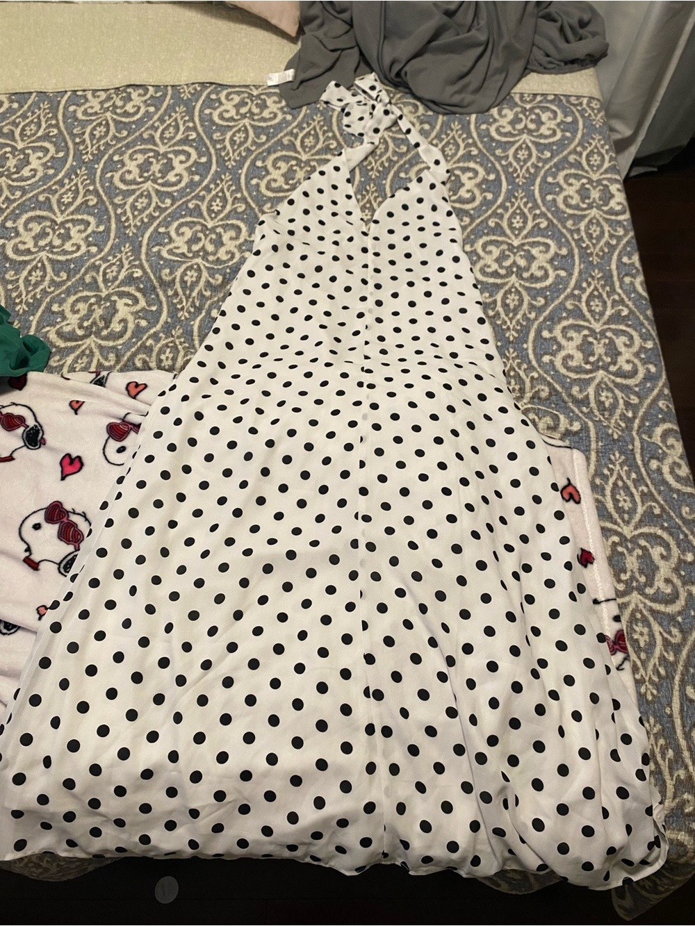 OAK + FORT White Maxi Dress with Black Polka Dots